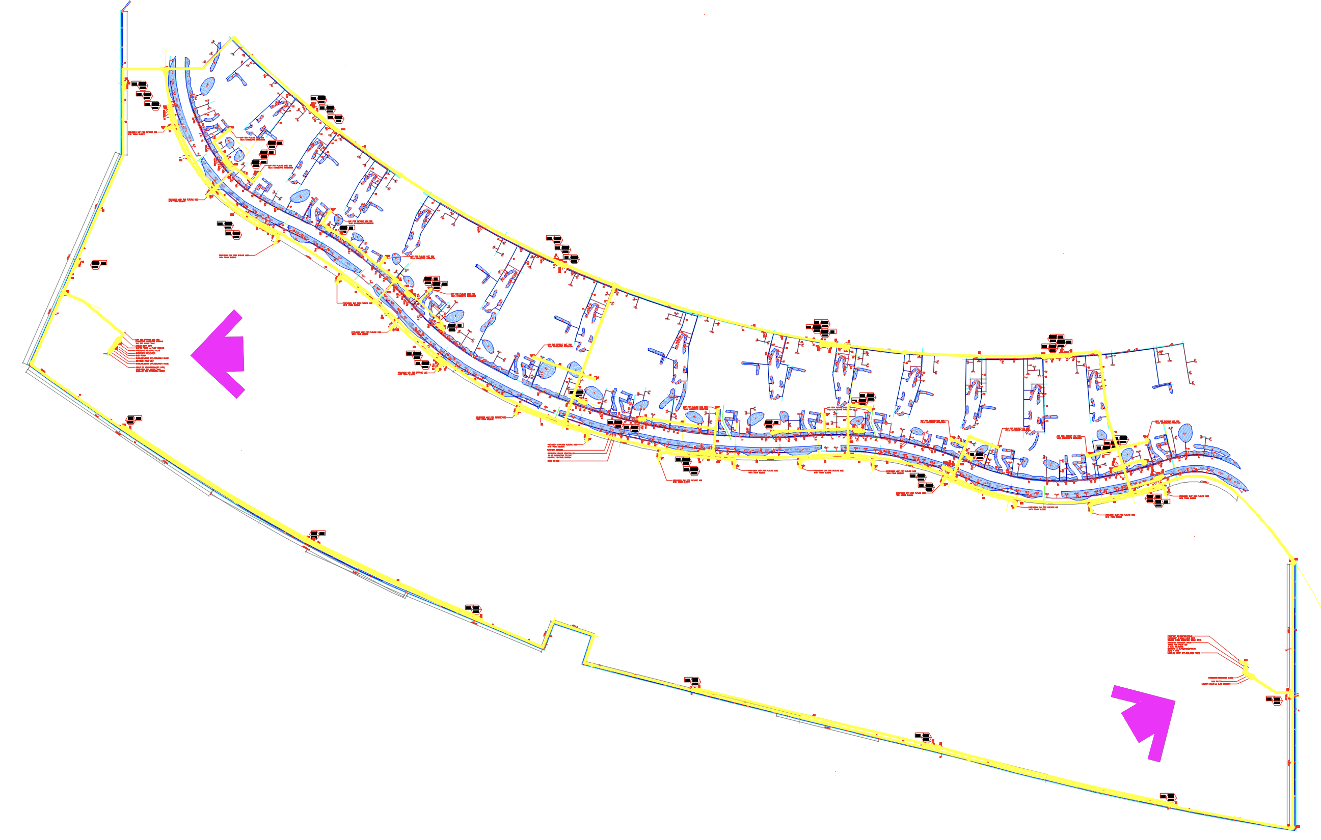 Example of an irrigation plan with two water meters indicated by magenta arrows