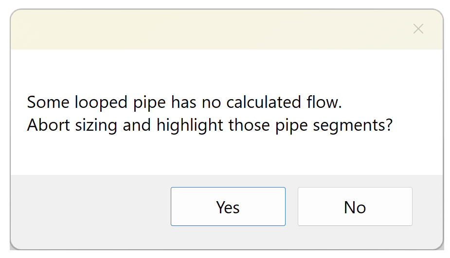 Some looped pipe has no calculated flow message