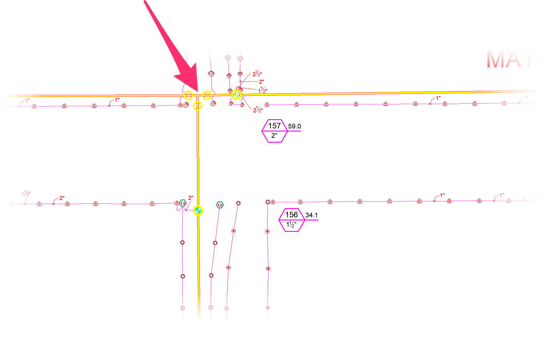 Mainline that tees to two different areas, example