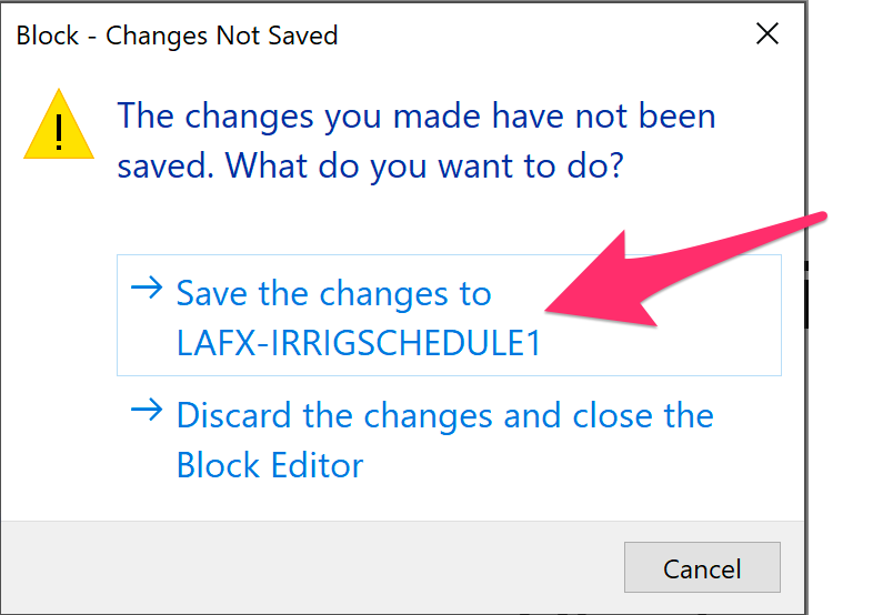 Closing the Block Editor and saving the changes