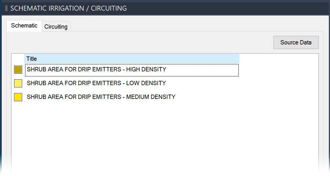 Imported Schematic types listed in Schematic Irrigation Manager