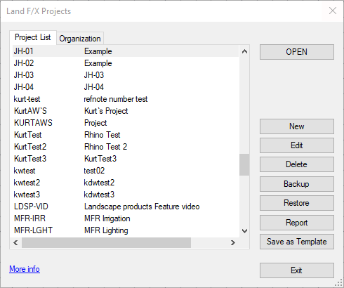 Assigning the same Land F/X project to each DWG