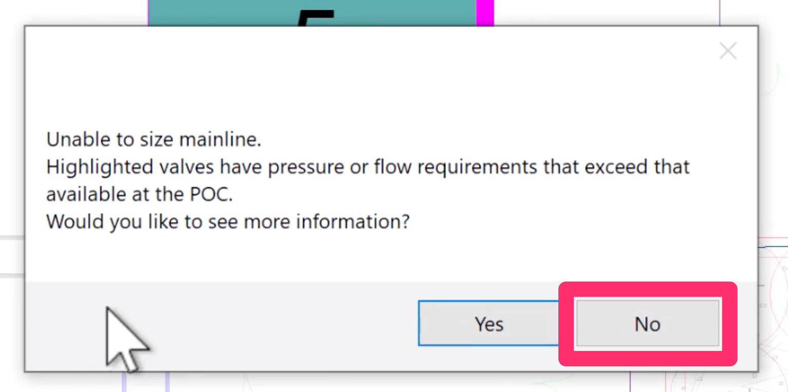 Unable to size mainline message
