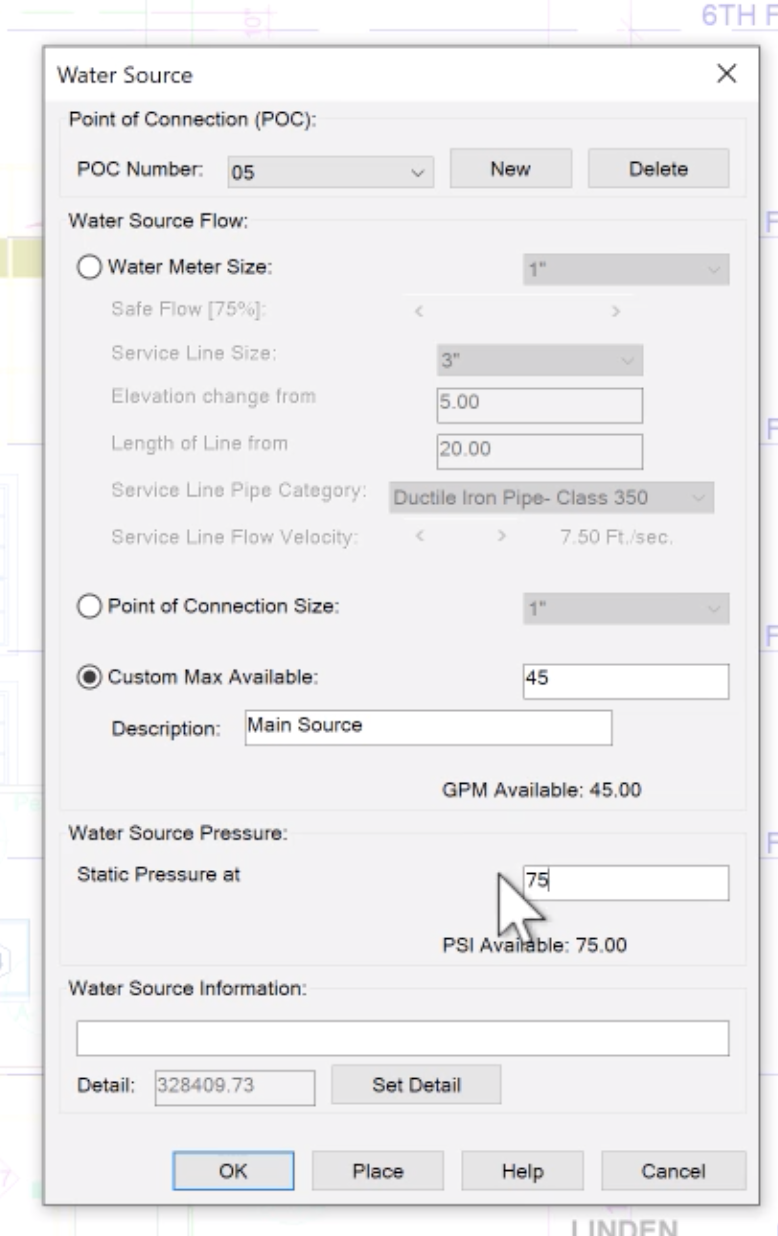 Water Source dialog box