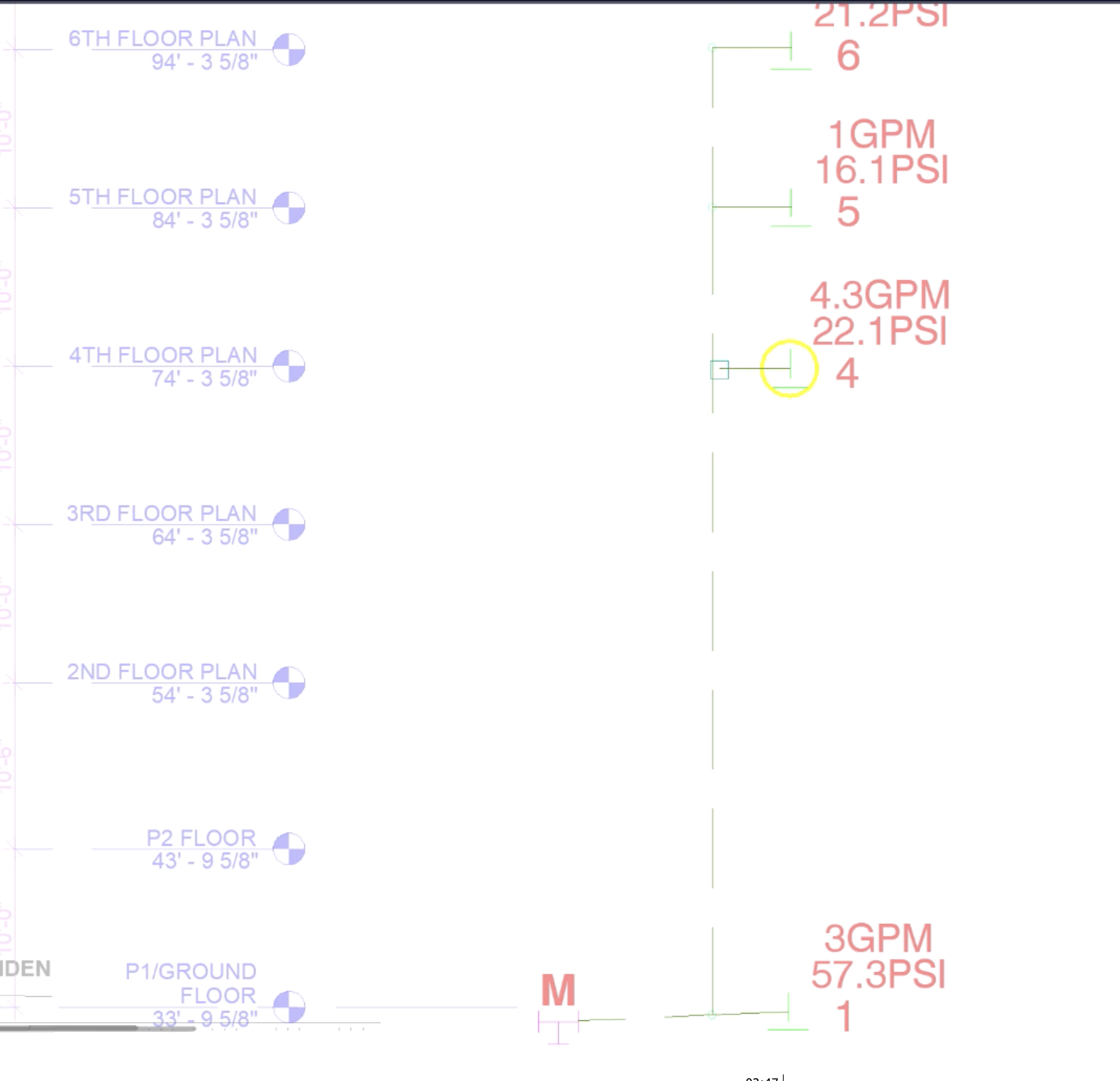 Piping mainline from the point of conneciton to each cap