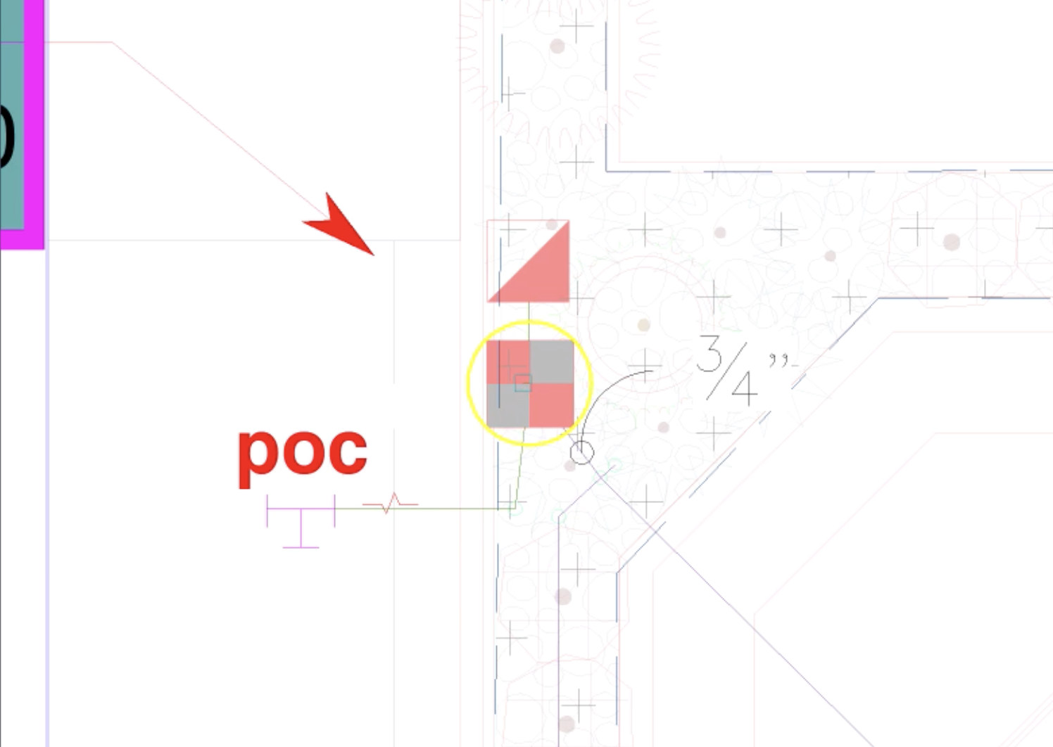 Piping to a point of connection with mainline