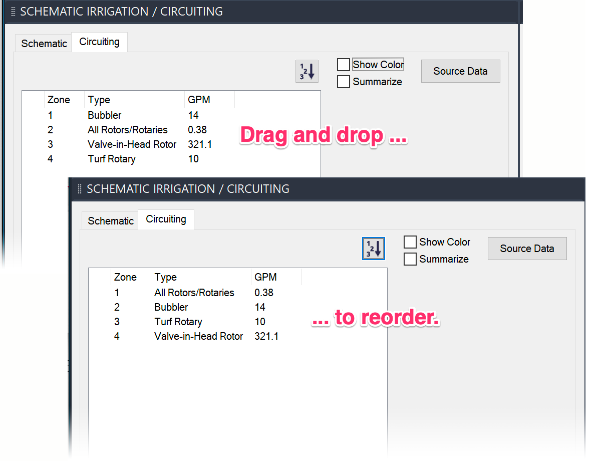 Reordering and renumbering zones