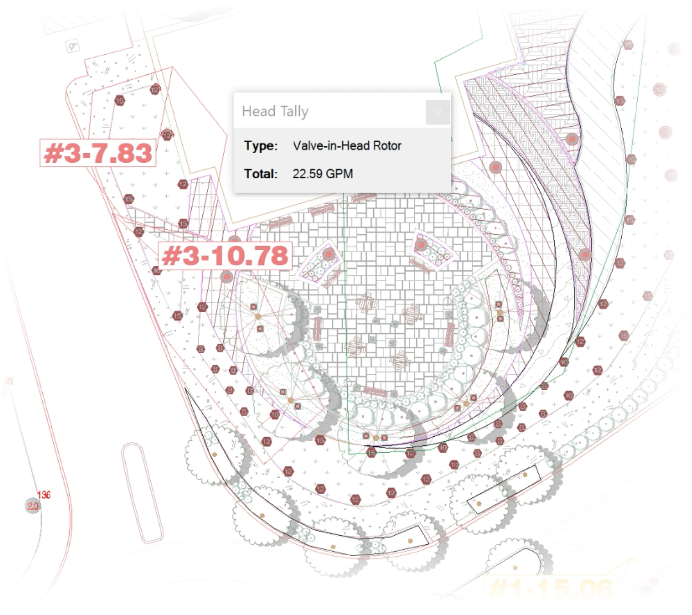 Dialog box showing combined total flow for all selected heads