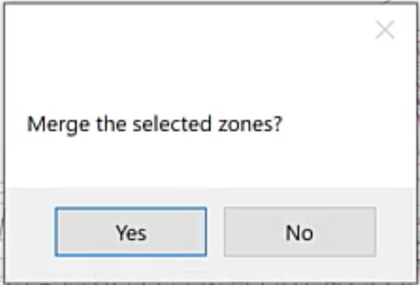 Merge the selected zones? message