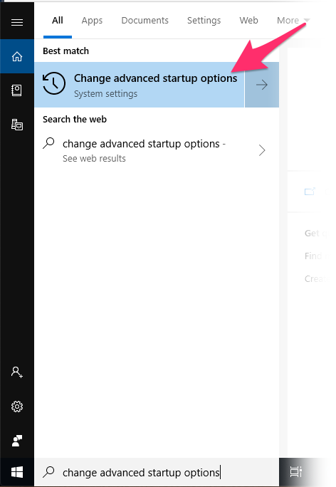 Change advanced startup options
