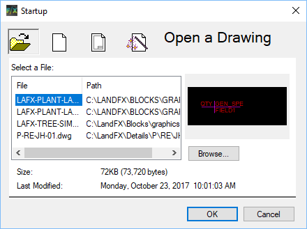 Create New Drawing Dialog Box