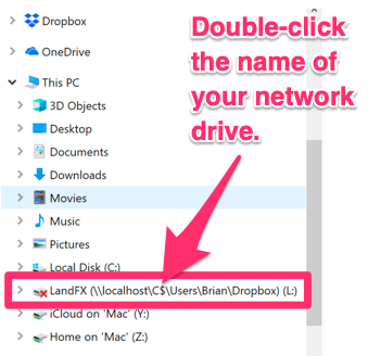 Double-click the name of your network drive