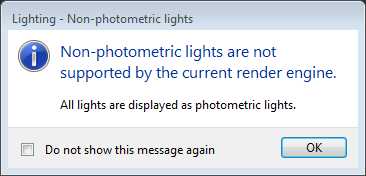 Non-photometric lights are not supported by the current render engine.
