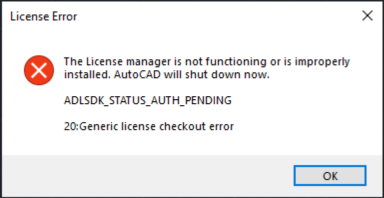 License Error: The License is Not Functioning or Improperly Installed Error)