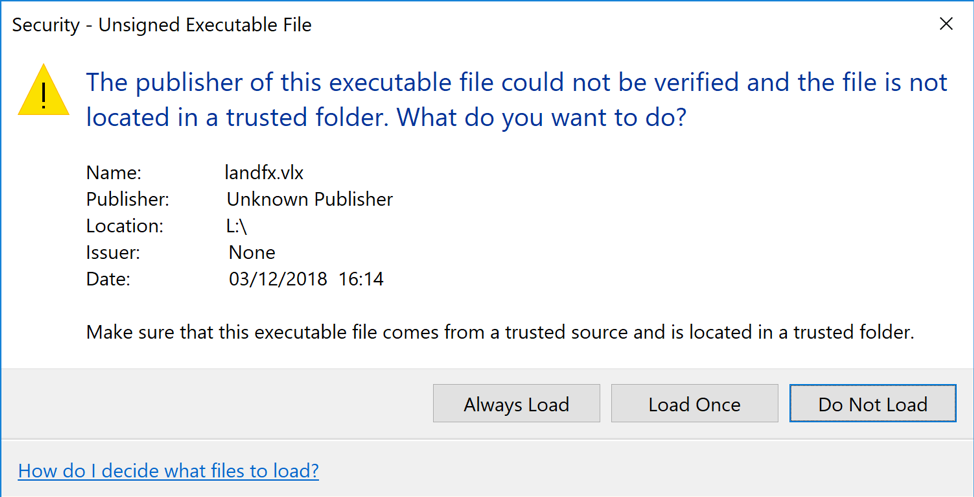 Security – Unsigned Executable File