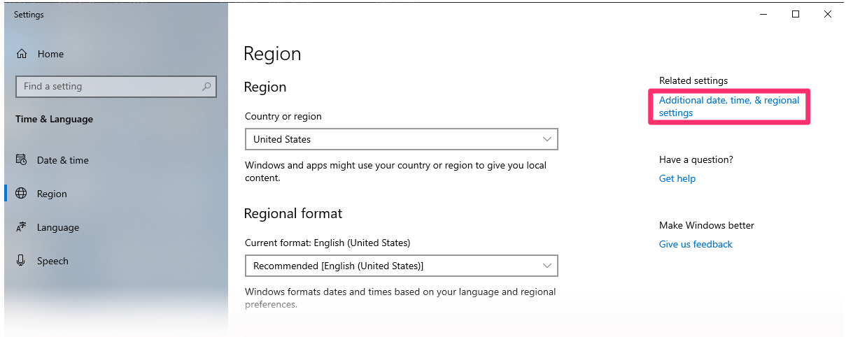 Region window