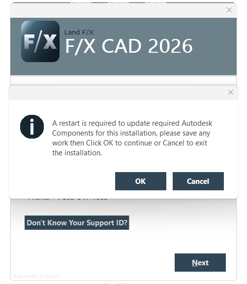 A restart is required error message