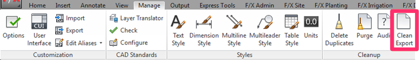 Clean Export tool