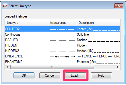 Select Linetype dialog box