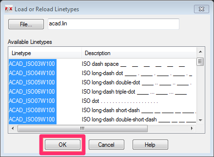 Load or Reload linetypes