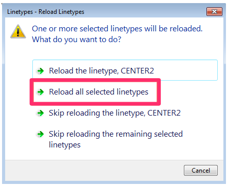 Linetypes - Reload Linetypes dialog box