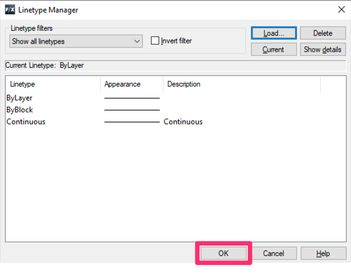 Linetype Manager window