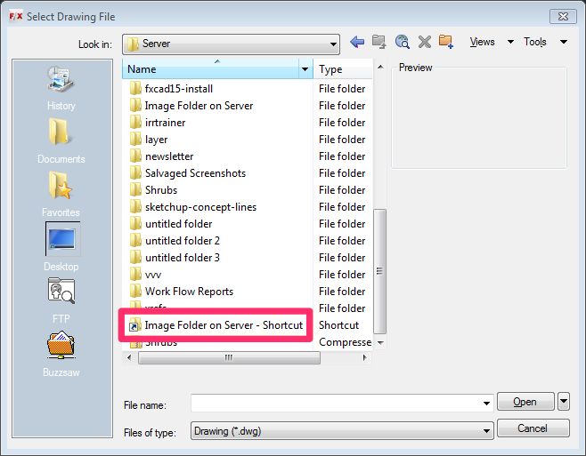 Select Drawing File dialog box