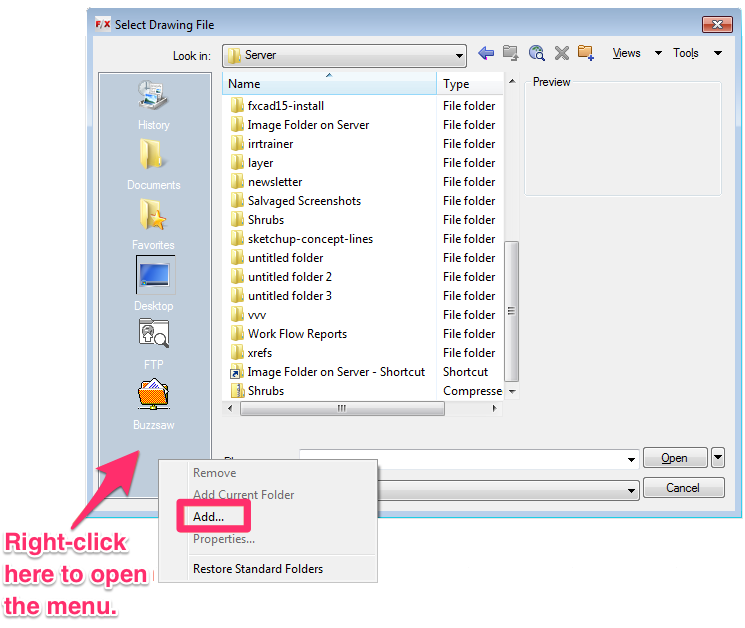 Select Drawing File dialog box