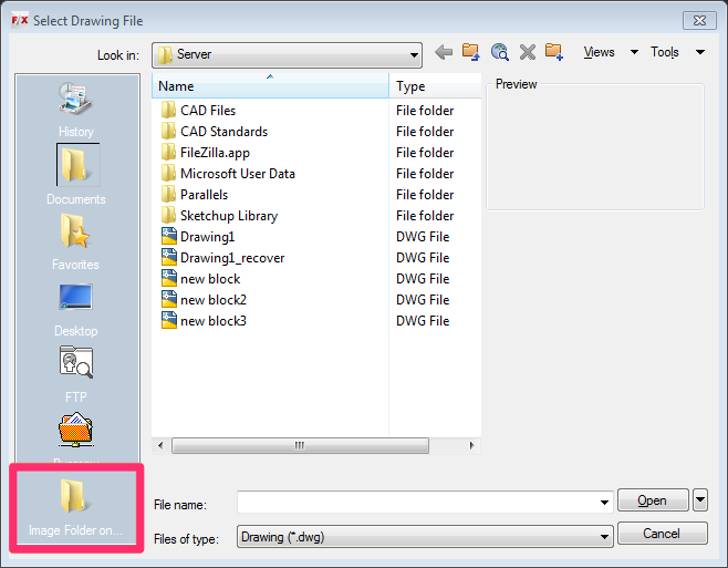 Select Drawing File dialog box
