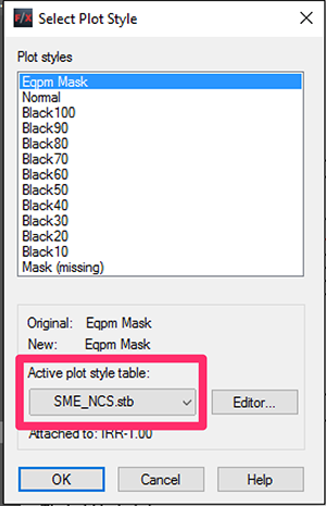 Active plot style table menu