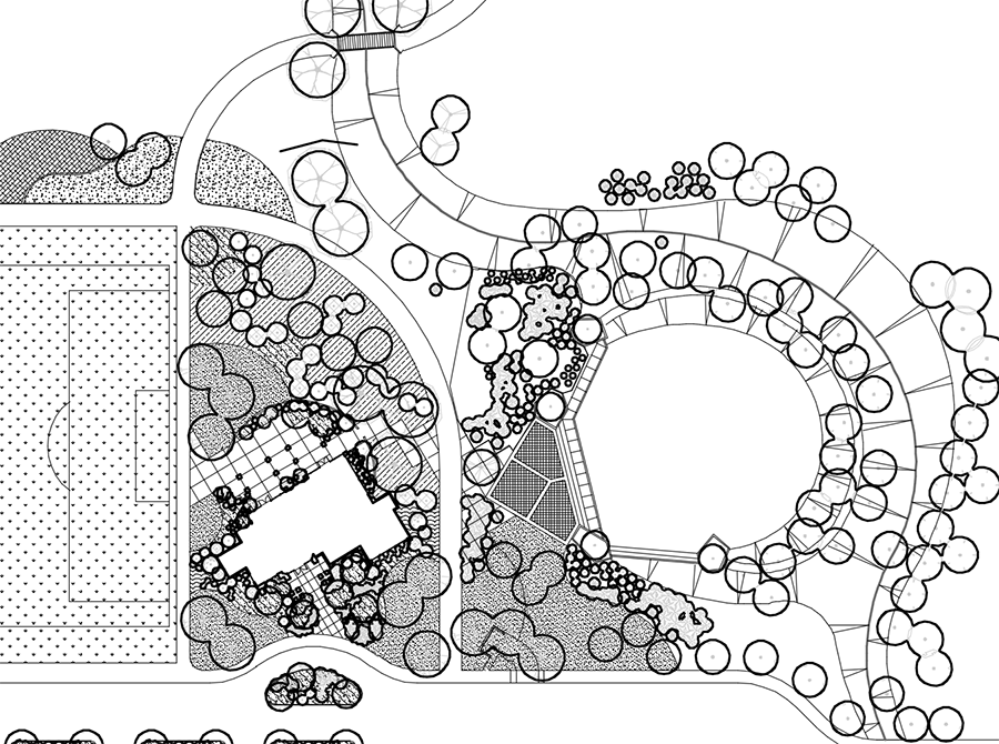 Drawing with plant outline layer with thick lineweight