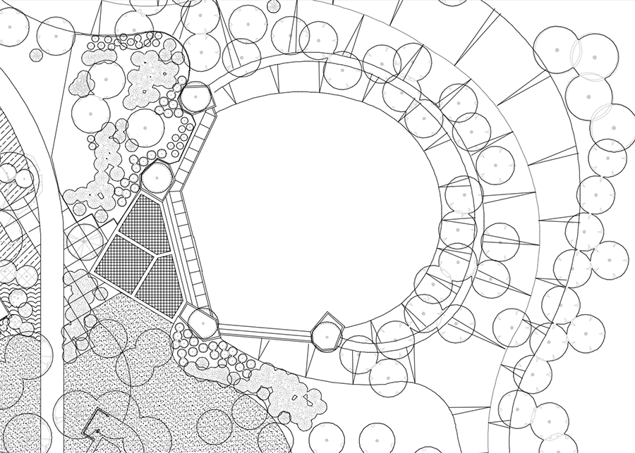 Drawing with plant outline layer with thinner lineweight