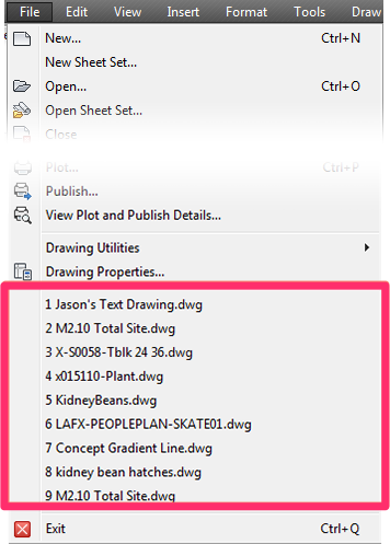 file missing from Recent File list