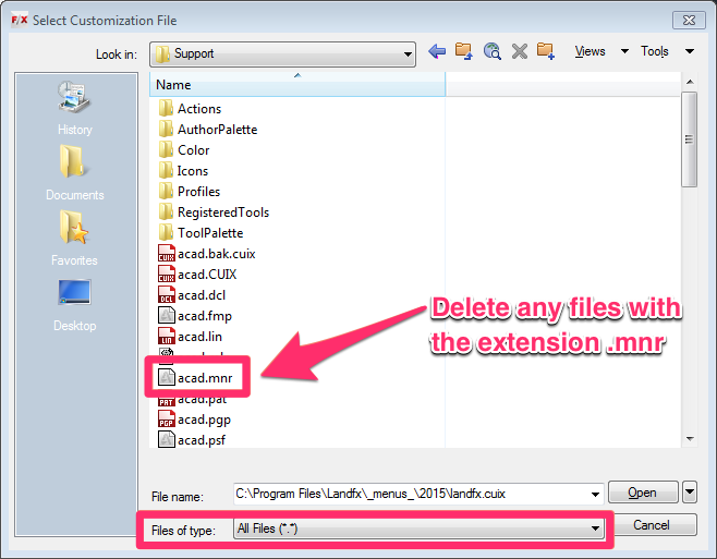 Delete any files with the mnr extension