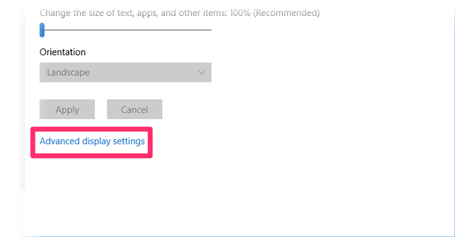 Settings dialog box, Advanced Display Settings button