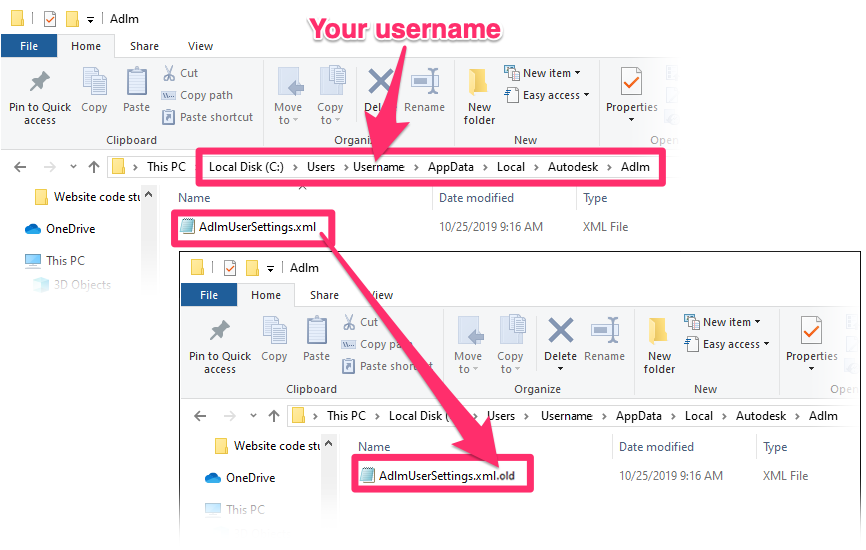 Rename the file AdlmUserSettings.xml to AdlmUserSettings.xml.old