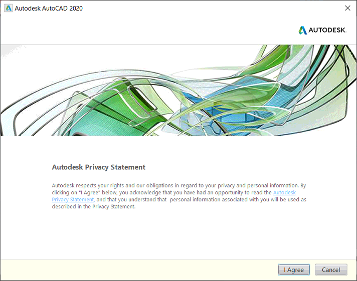 Autodesk Privacy Statement Dialog Box