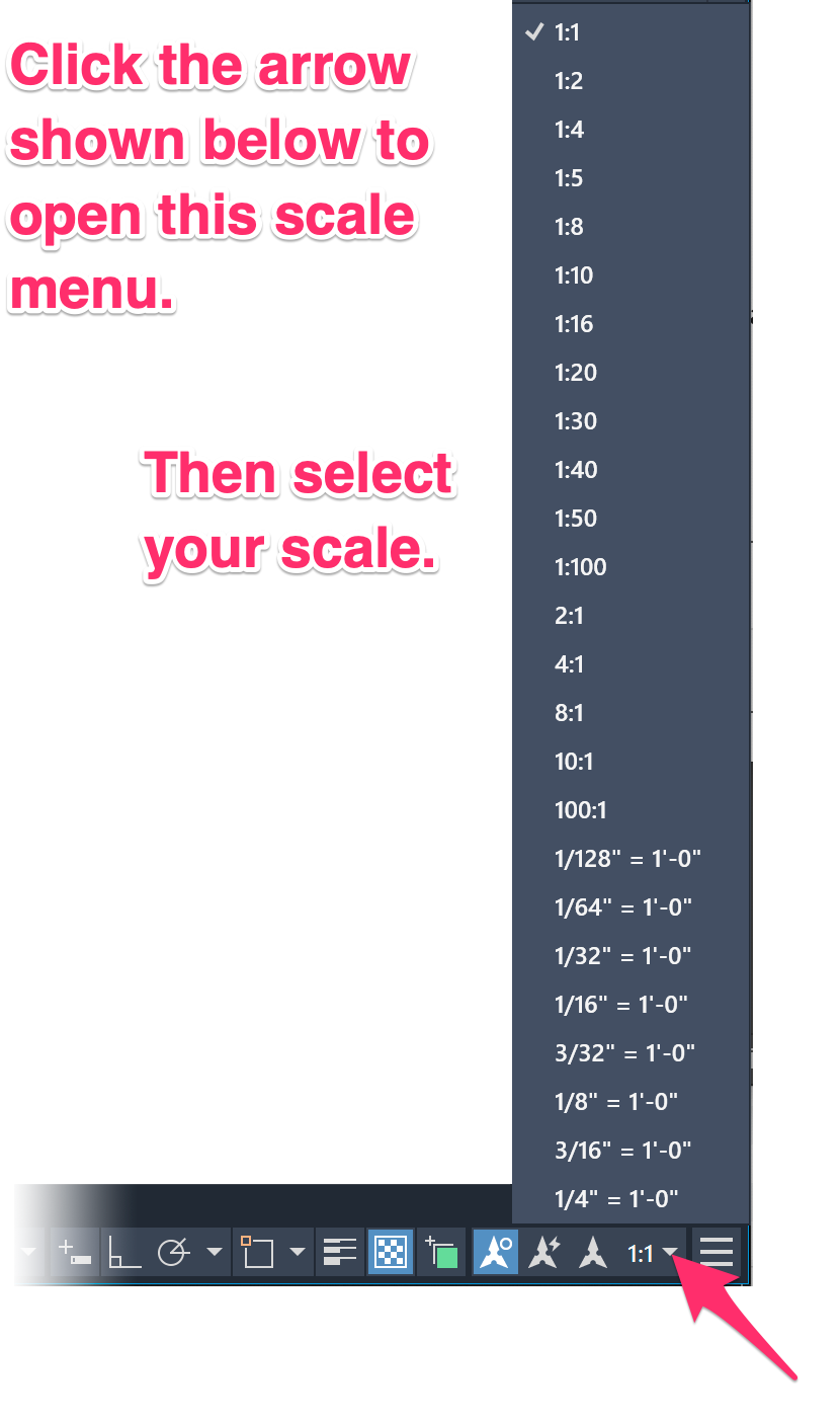 Click the arrow and select your scale