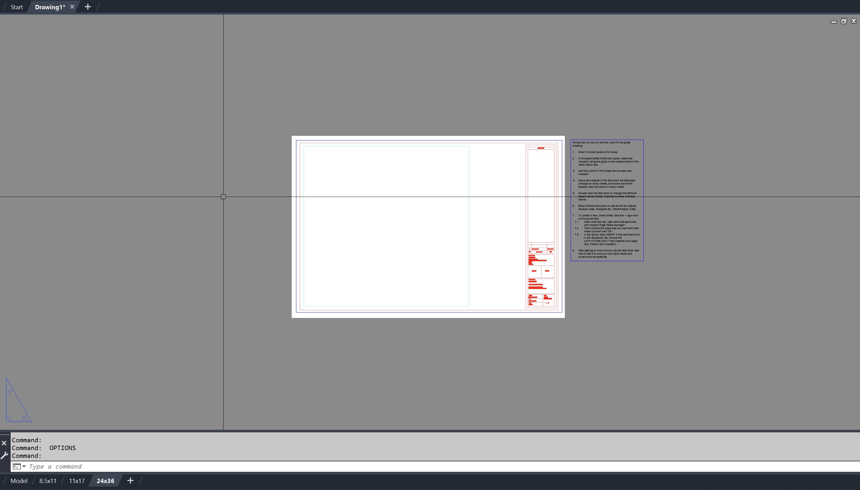 Example of Paper Space when the Display paper background option is turned on