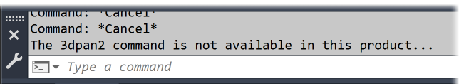 Command line showing The 3dpan2 command is not available in this product message
