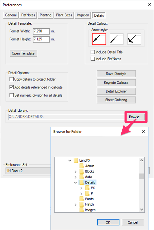 Navigating to the correct detail library path from the Details Preferences