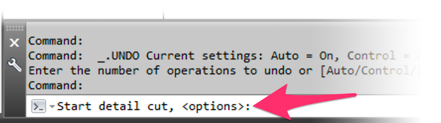 Details callout options prompt in Command line