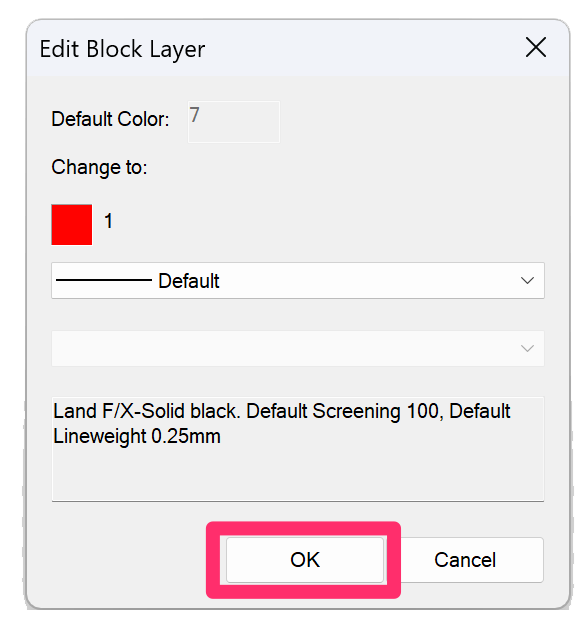 Edit Block Layer dialog box, OK button