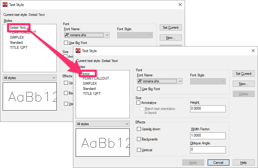 Customizing Text Styles Font, Size, or Other Settings