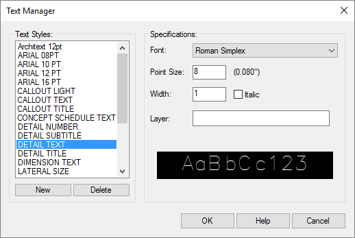 Prompt th select a Text Style
