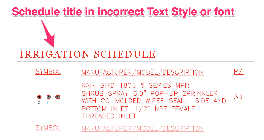 Irrigation Schedule with title in wrong font