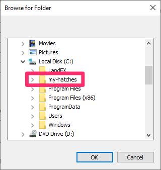 Browsing to folder containing hatch patterns