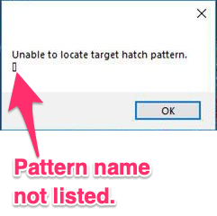 Name of hatch not listed in error