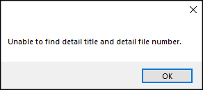 Unable to find detail title and detail file number