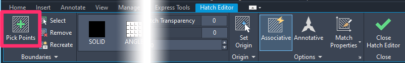 Hatch Editor, Pick Points option